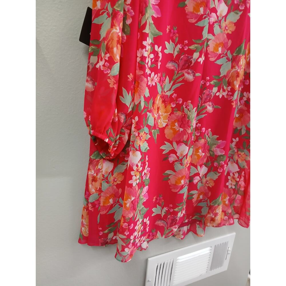 H by Halston pink floral long-sleeve shift dress. 3x - Picture 8 of 12